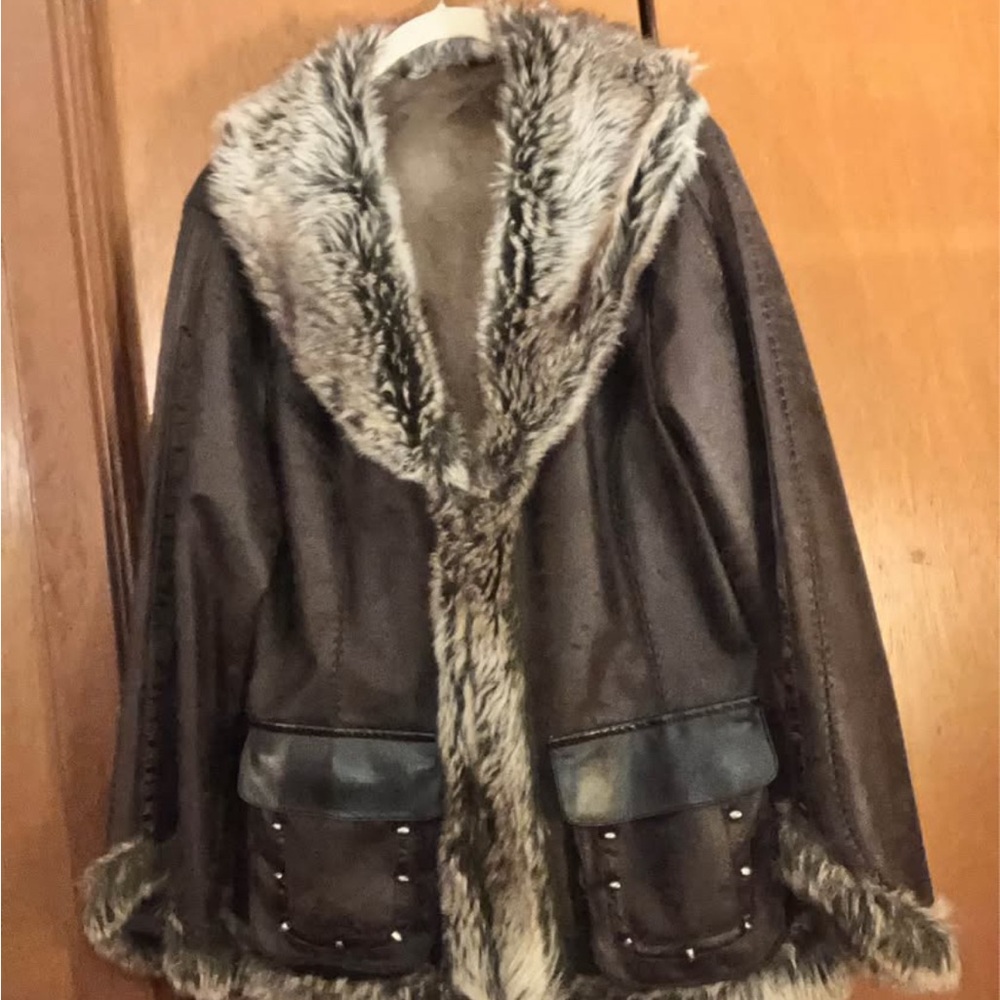 Scully Brown with Faux Fur Trim Jacket